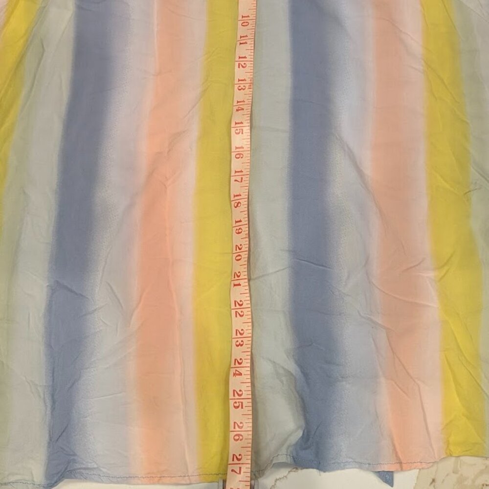 Torrid Challis Dolman Sleeveless Blouse Sz 3 Pastel Rainbow Crop Tie Shirt Top - Picture 4 of 4